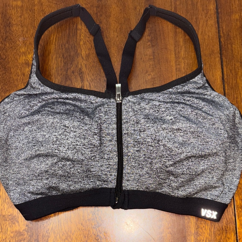 VSX Gray Heather Sports Bra with Zipper EUC